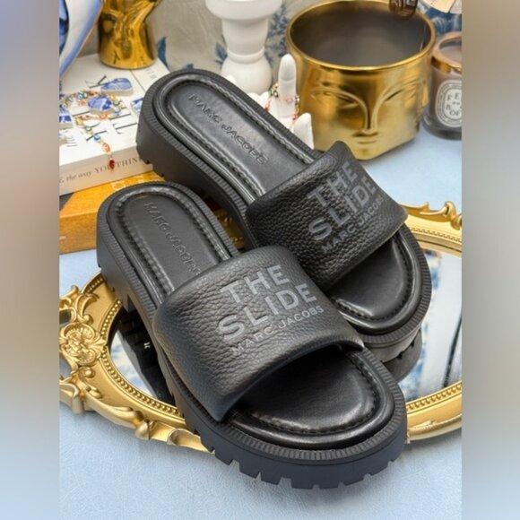 🆕 MARC JACOBS 🧿 NWOB The Lug Sole Slide, Black Leather - Sz 36 US 6 - Picture 5 of 16